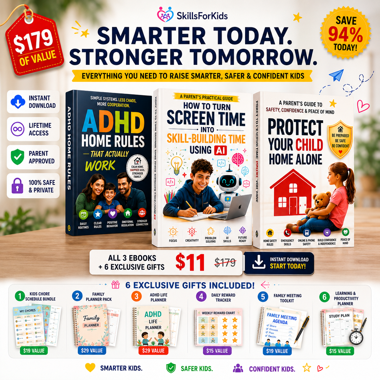 Complete Family Bundle — 3 ebooks and 6 exclusive gifts, $179 of value, save 63% today
